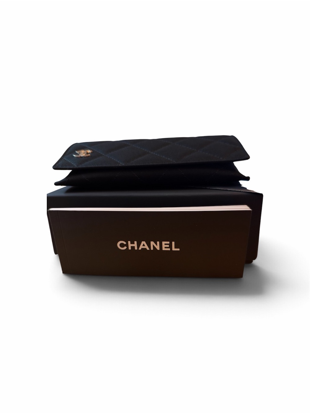 CHANEL Black Quilted sunglasses Case with box